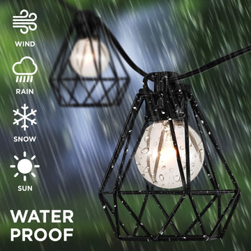 Indoor/Outdoor 10 ft. Contemporary Transitional Incandescent G40 Diamond Cage String Lights